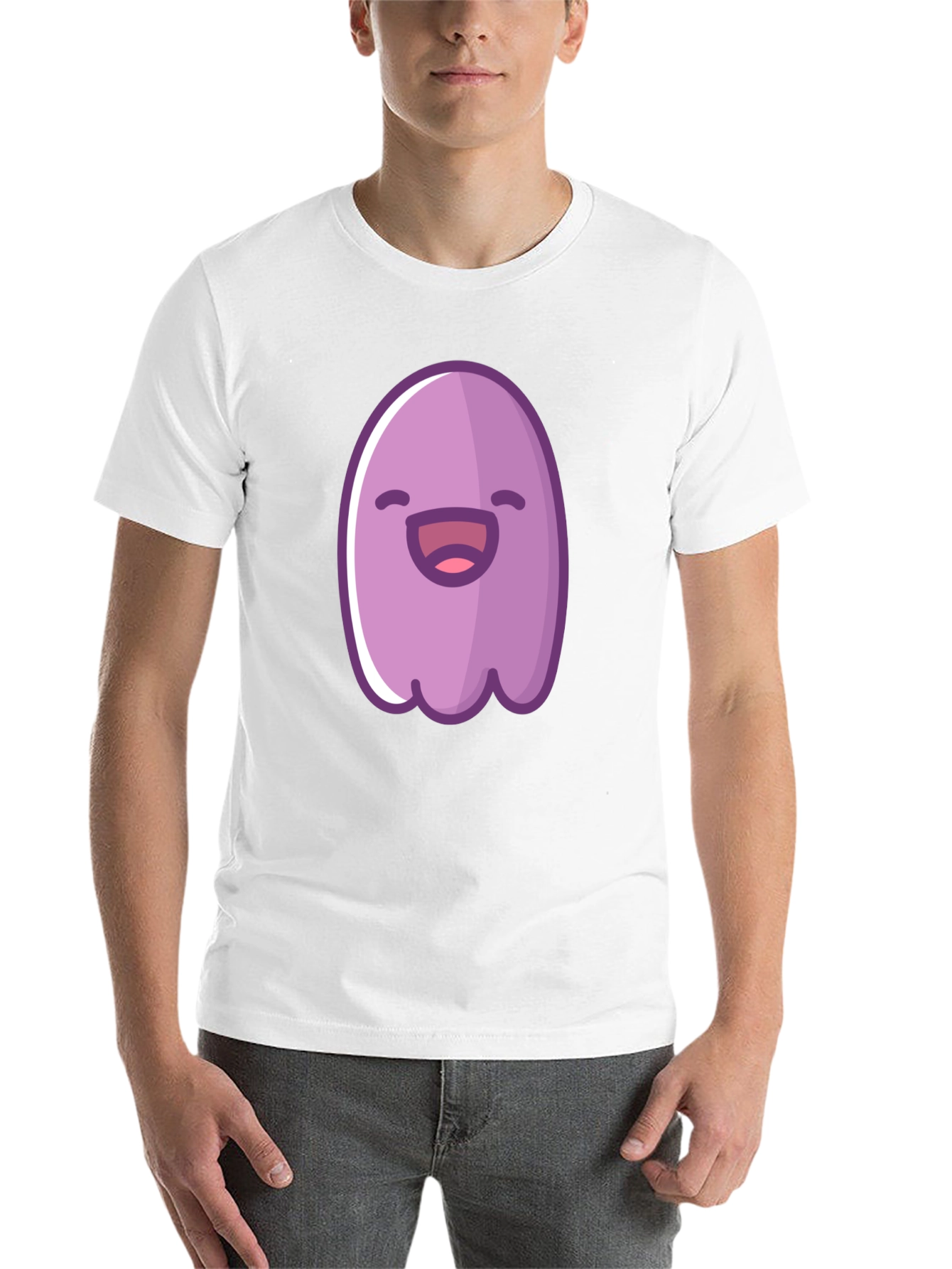 Cute Cartoon Ghost Graphic Black T-Shirt