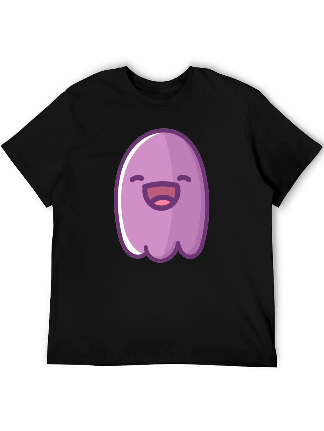 Cute Cartoon Ghost Graphic Black T-Shirt