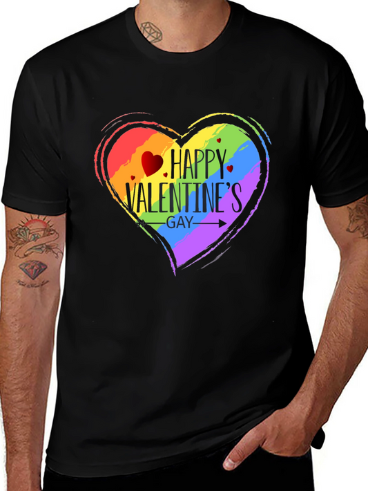 Happy Valentines Gay Pride T-Shirt - Black