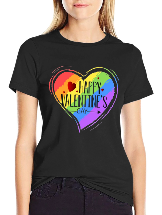 Happy Valentines Gay Pride T-Shirt - Black