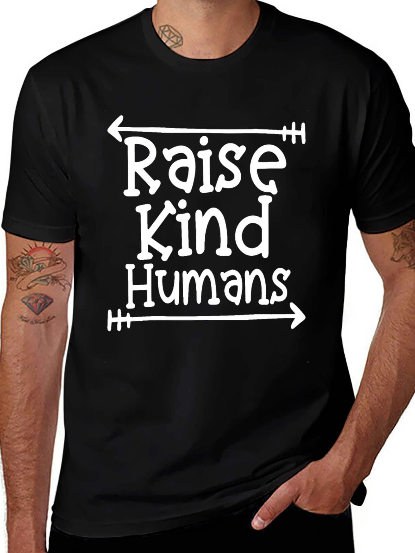 Raise Kind Humans Graphic Tee - Black Cotton T-Shirt