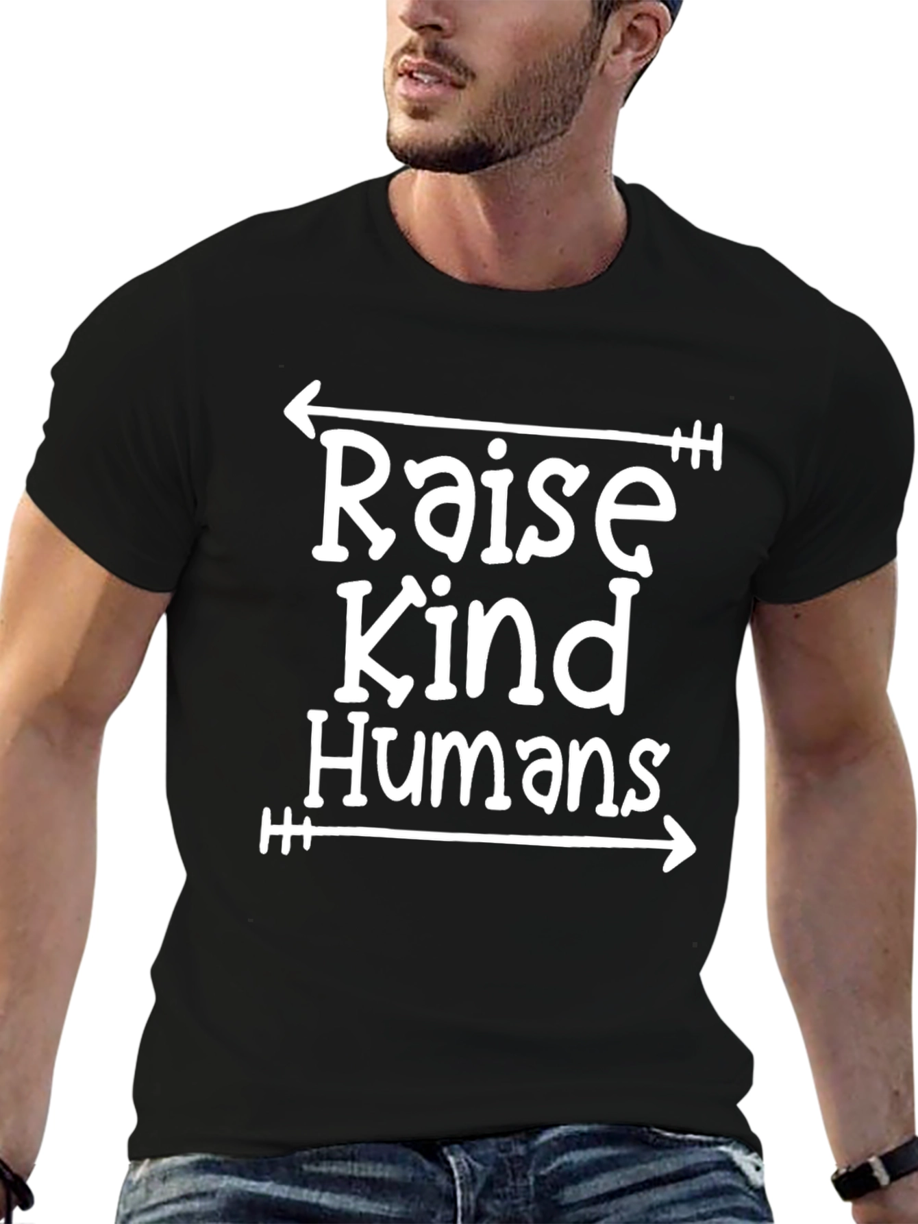 Raise Kind Humans Graphic Tee - Black Cotton T-Shirt
