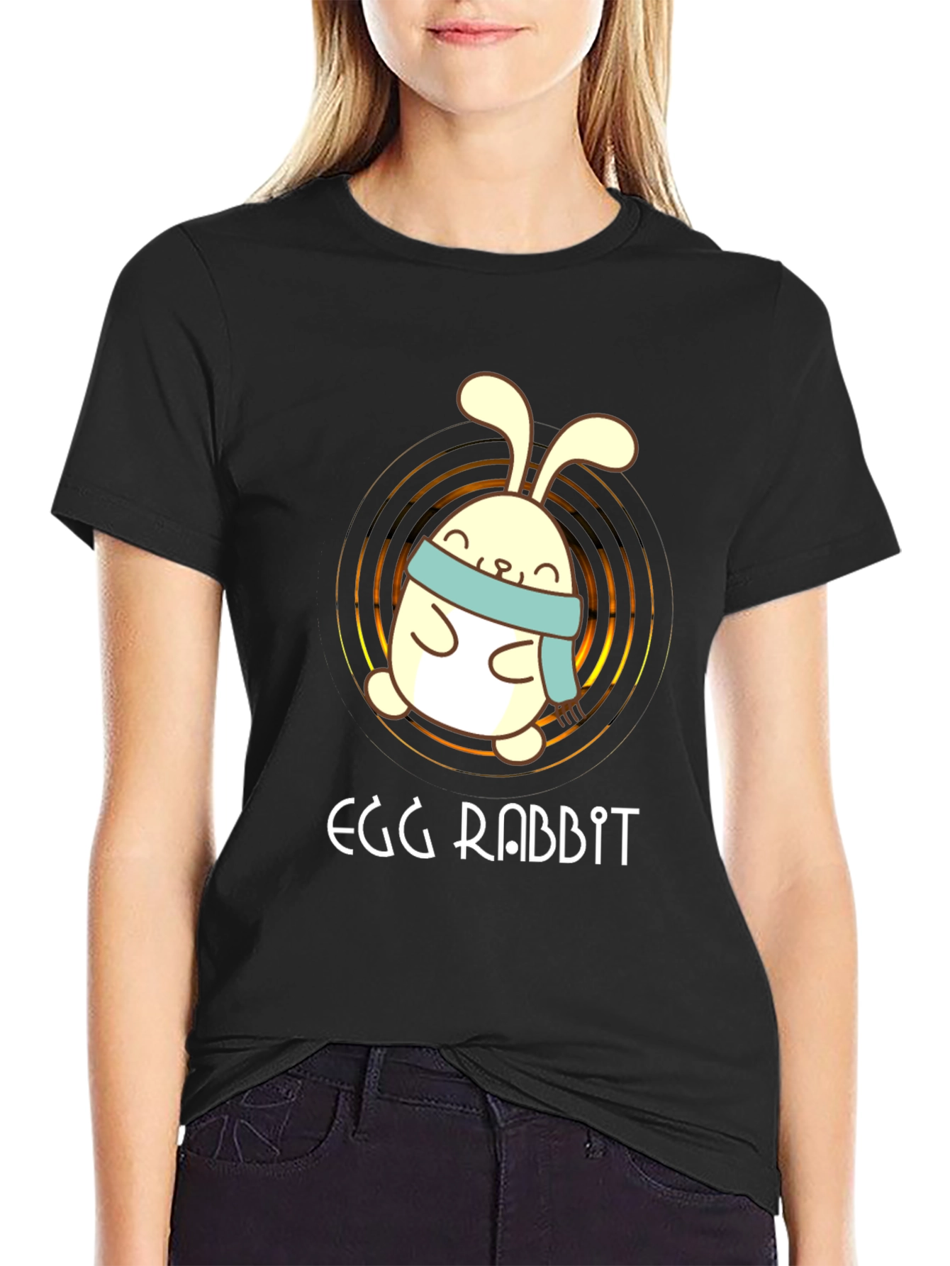 Egg Rabbit Graphic Tee - Cute Cartoon Bunny Shirt