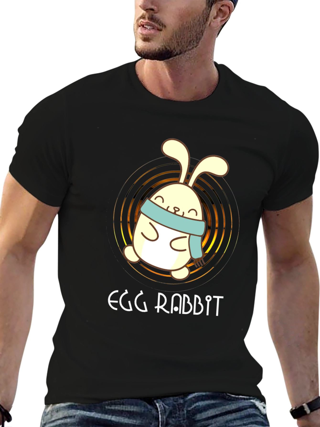 Egg Rabbit Graphic Tee - Cute Cartoon Bunny Shirt