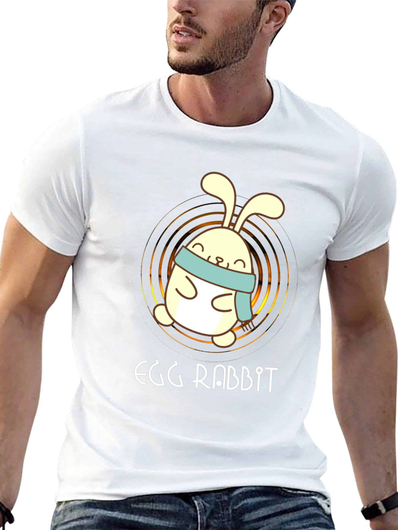 Egg Rabbit Graphic Tee - Cute Cartoon Bunny Shirt