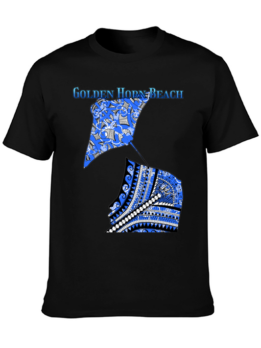 Golden Horn Beach T-Shirt - Tribal Stingray Design