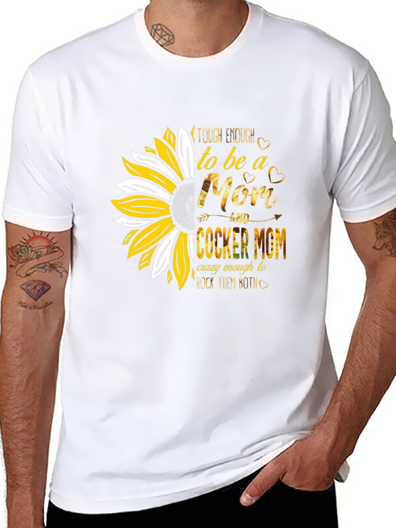 Tough Enough Cocker Mom Sunflower Graphic T-Shirt