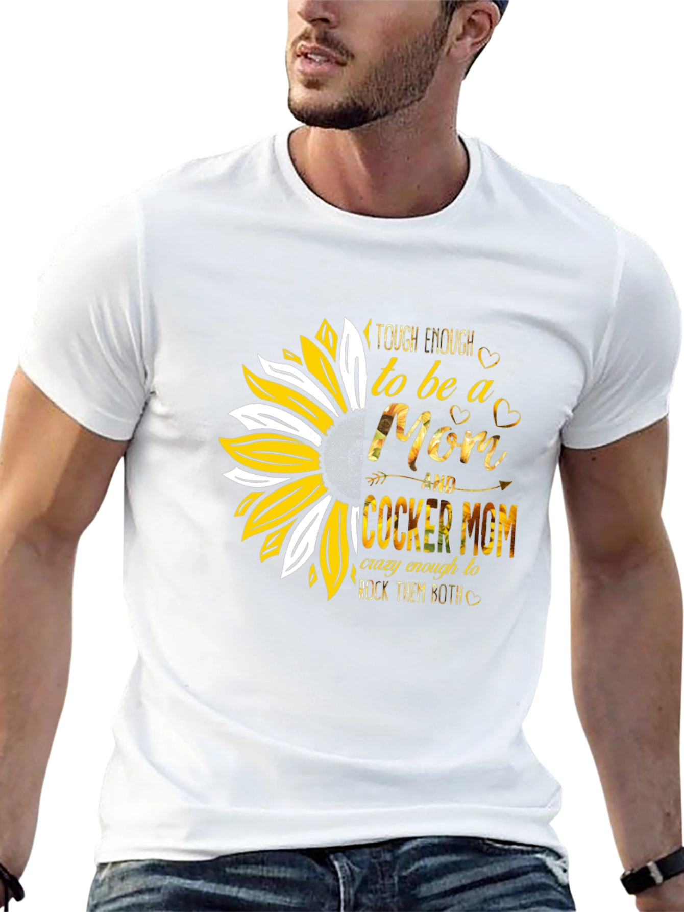Tough Enough Cocker Mom Sunflower Graphic T-Shirt