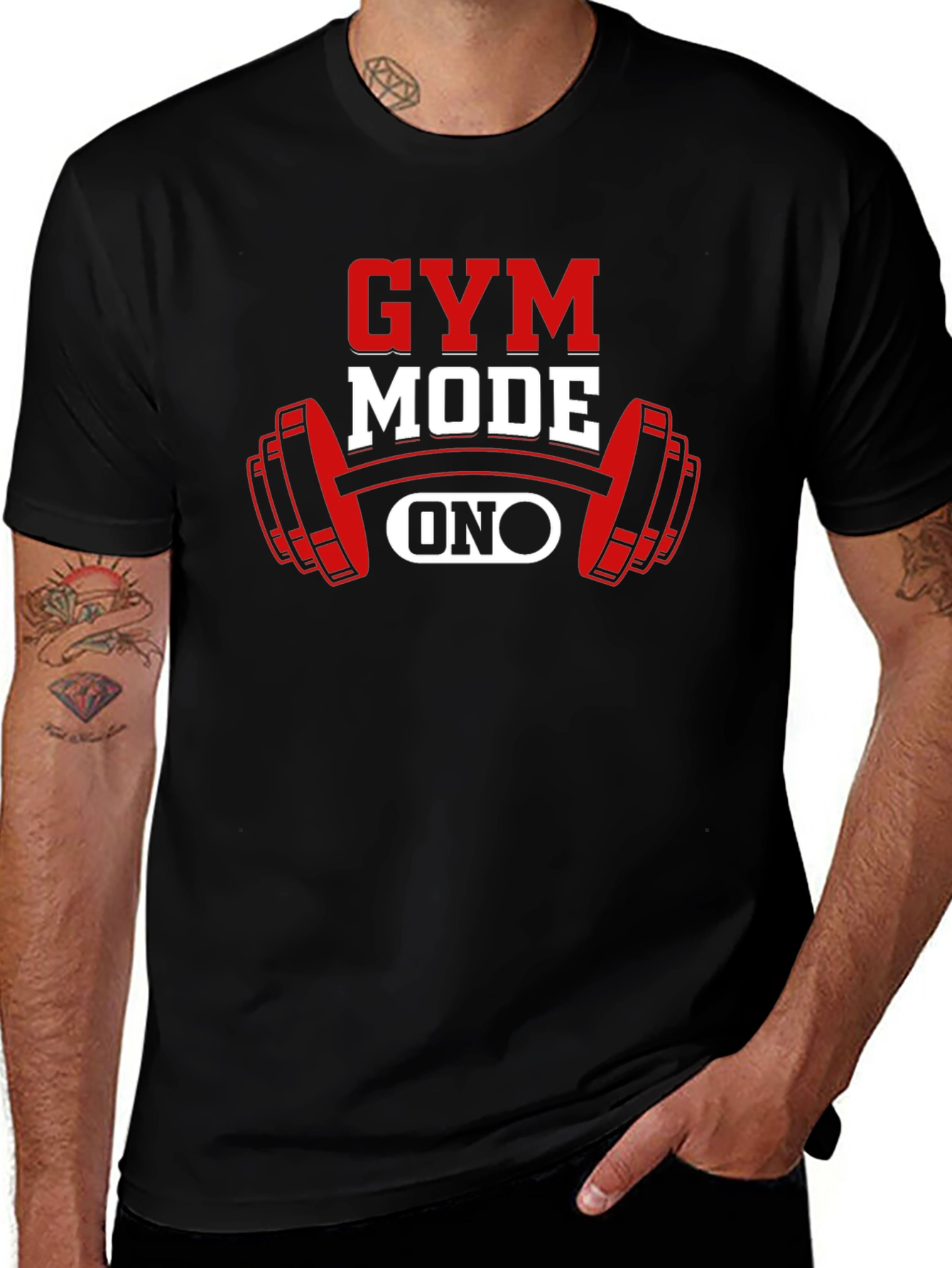 Gym Mode On T-Shirt - Black Fitness Apparel