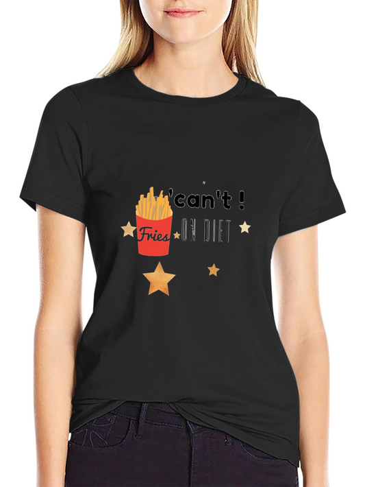 Fries On Diet Graphic Black T-Shirt