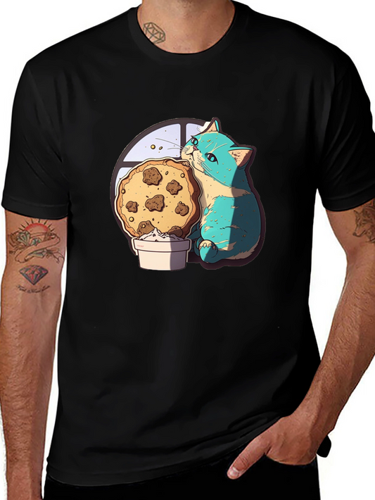 Cute Cat & Cookie T-Shirt - Graphic Tee