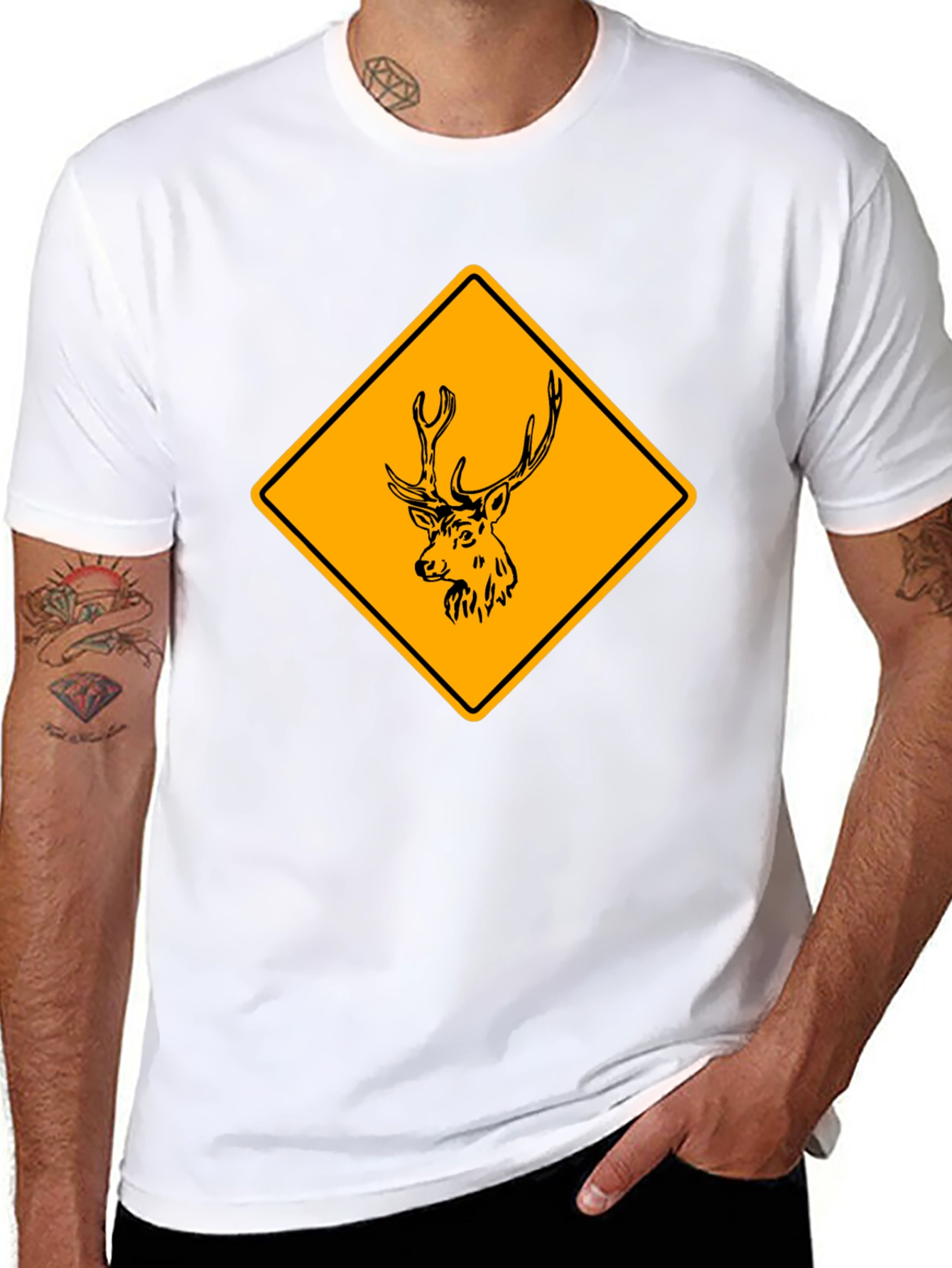 Deer Crossing T-Shirt - Novelty Wildlife Graphic Tee