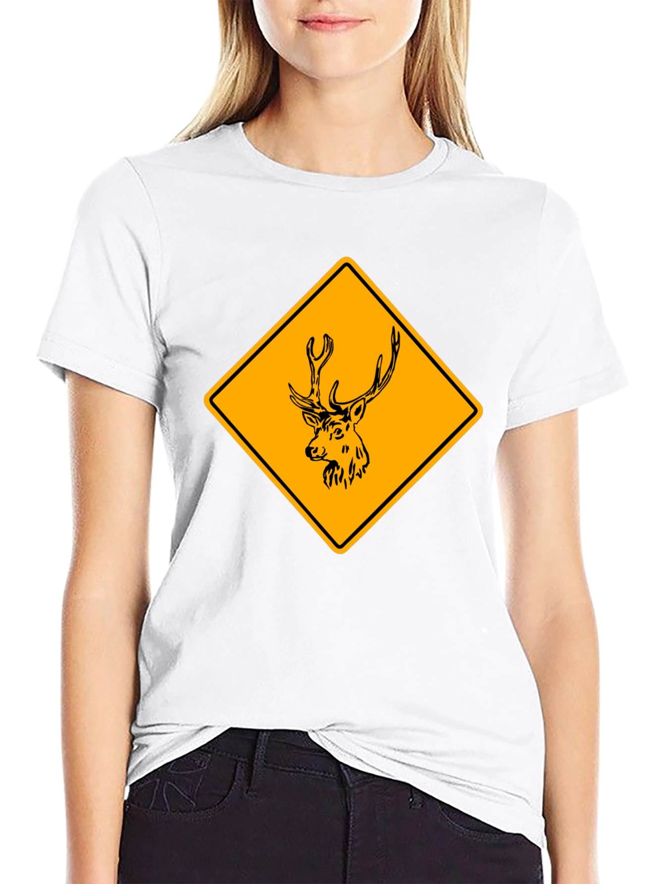 Deer Crossing T-Shirt - Novelty Wildlife Graphic Tee