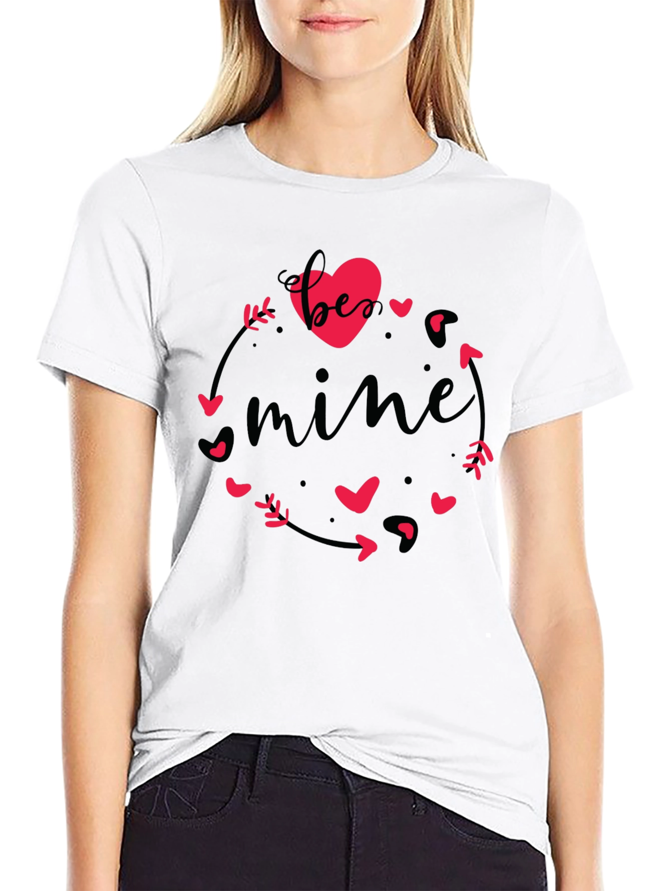 Be Mine Black Graphic Tee - Valentines Day