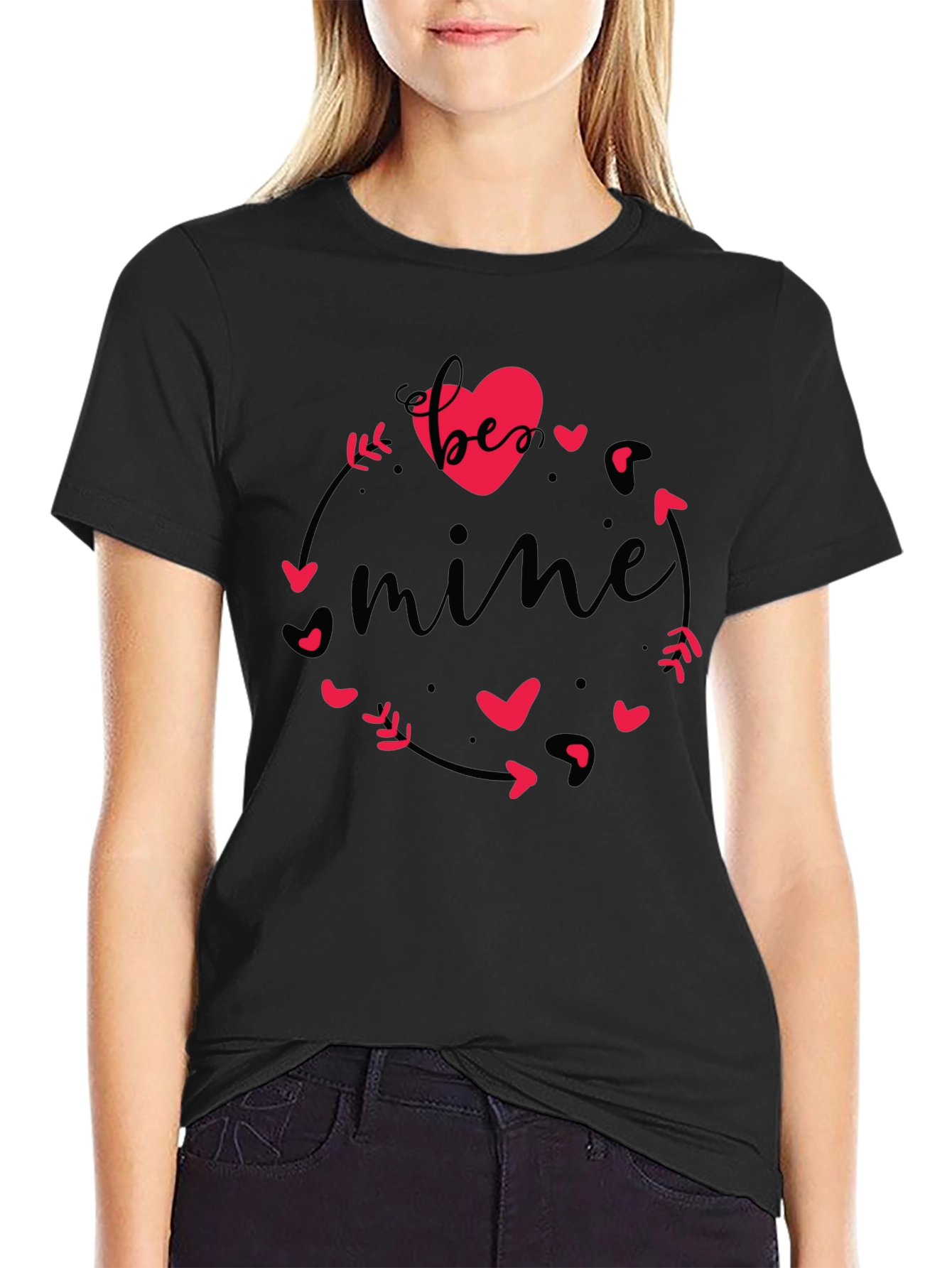 Be Mine Black Graphic Tee - Valentines Day