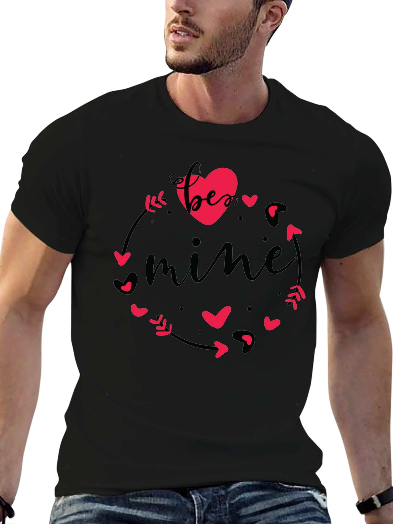 Be Mine Black Graphic Tee - Valentines Day