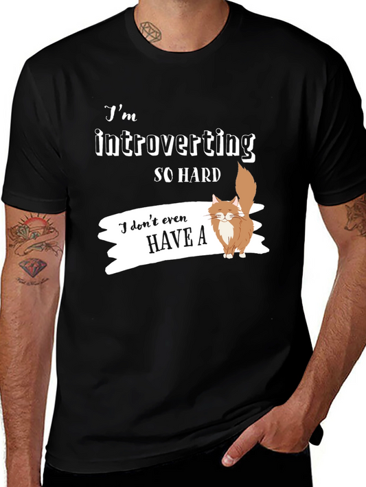 Introverting So Hard T-Shirt with Cat Graphic