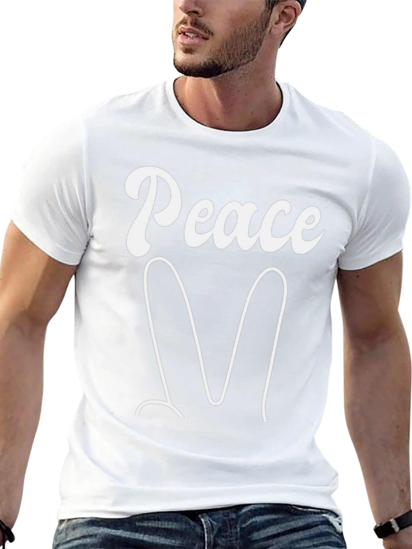 Peace Sign Graphic Tee - Black Cotton Blend