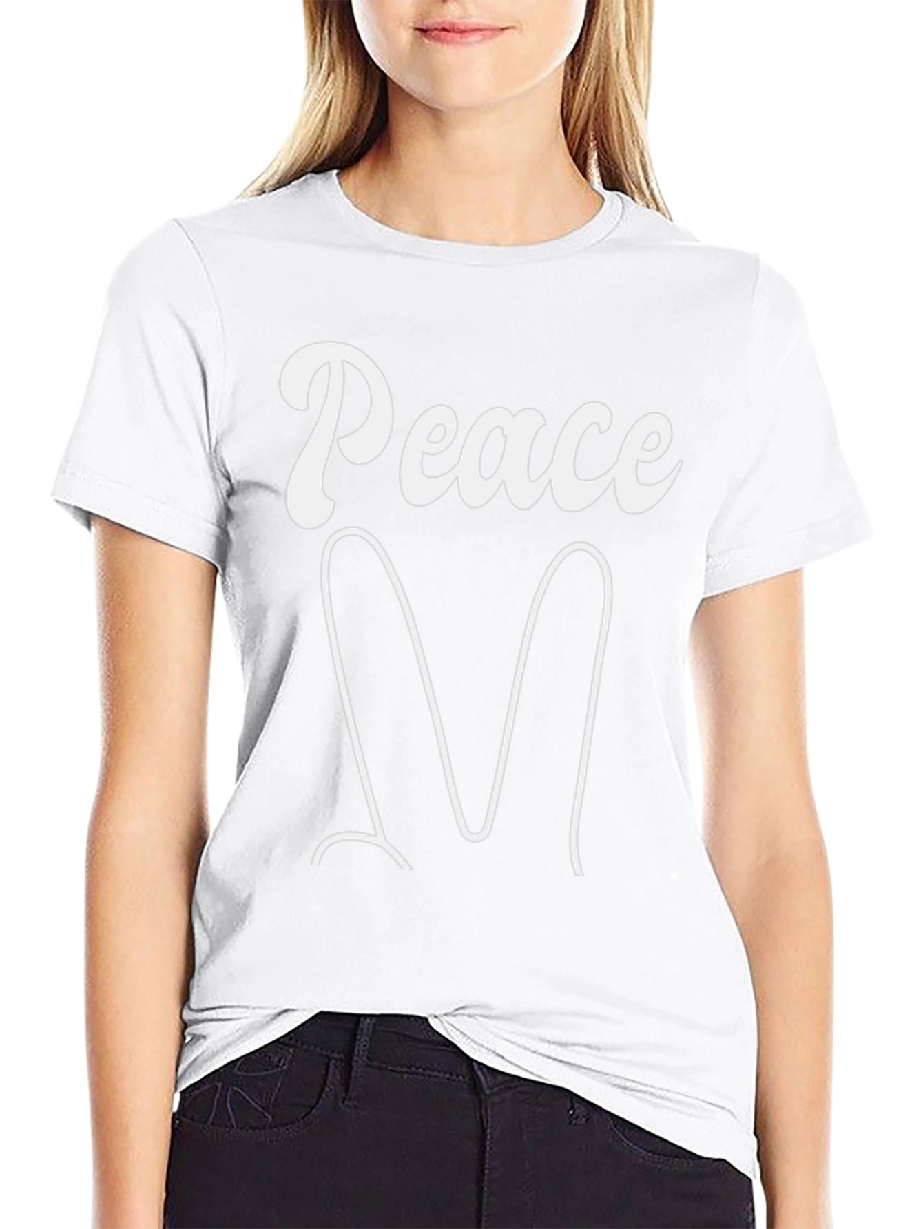 Peace Sign Graphic Tee - Black Cotton Blend