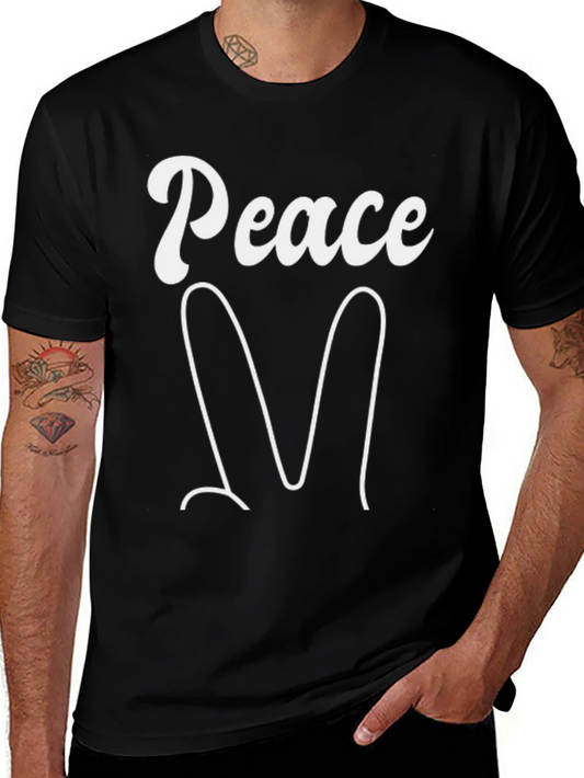 Peace Sign Graphic Tee - Black Cotton Blend