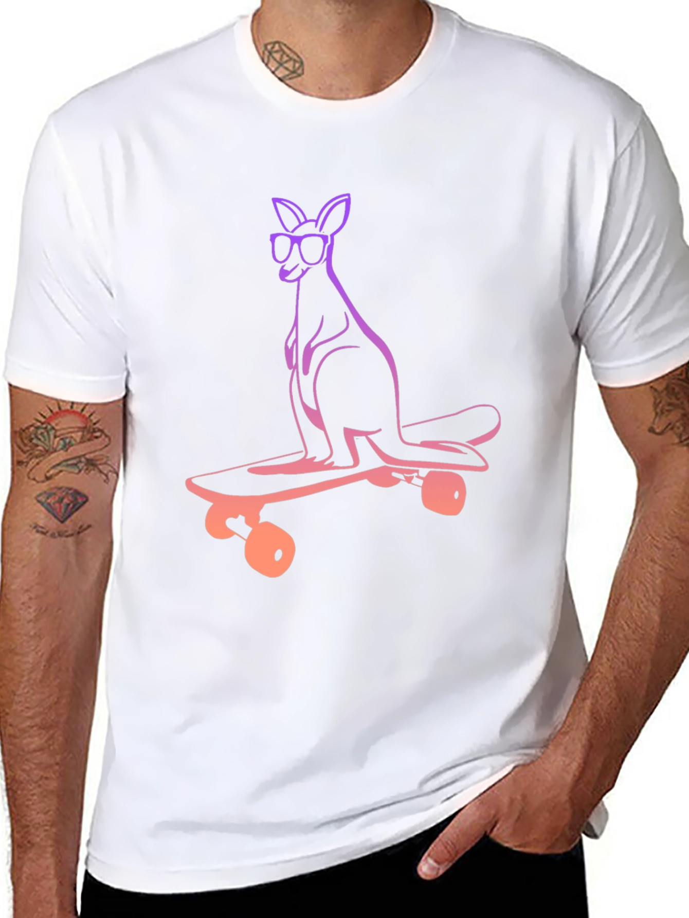 Cool Kangaroo Skateboard Graphic Tee