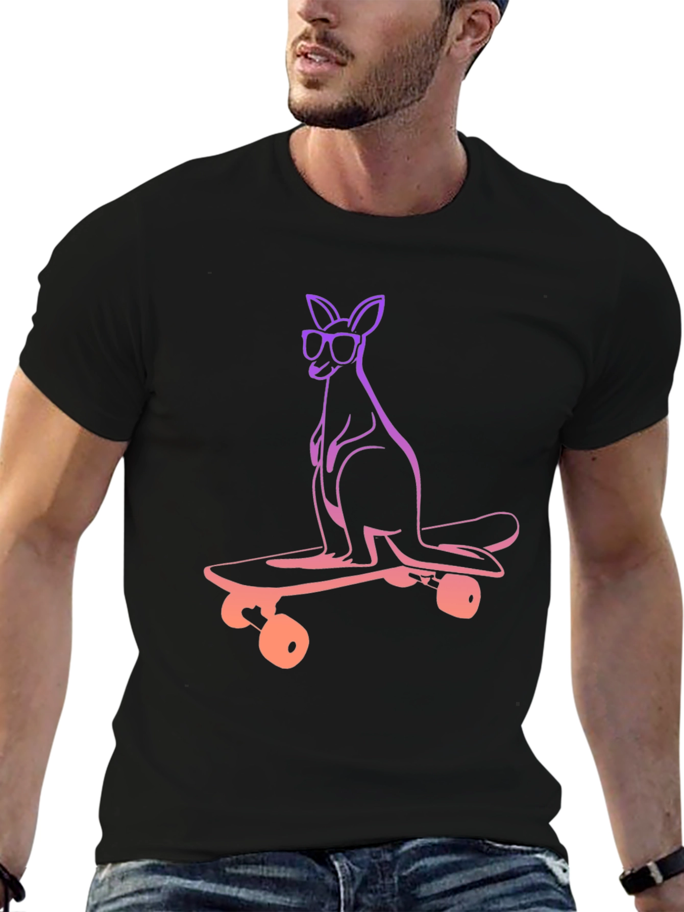Cool Kangaroo Skateboard Graphic Tee