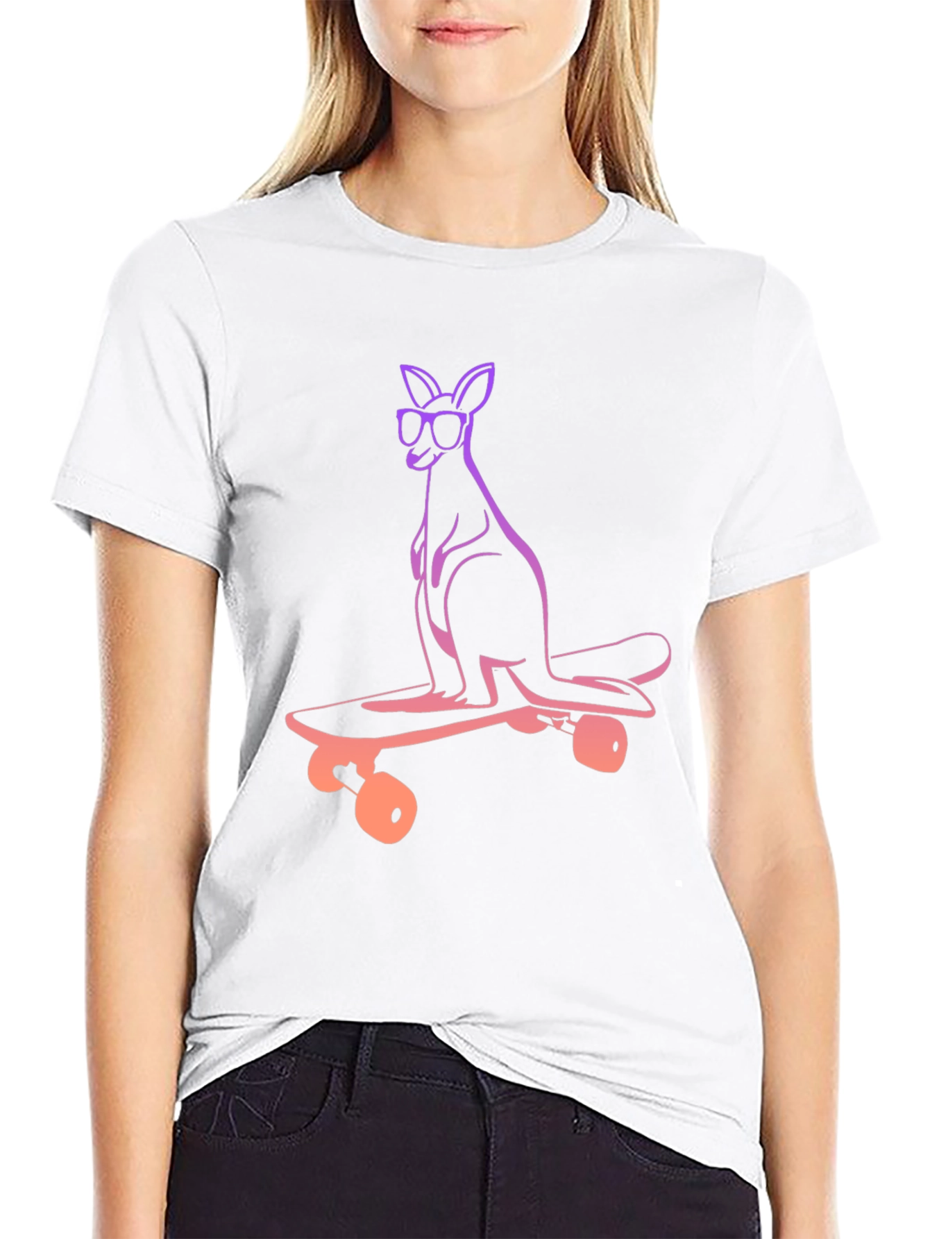 Cool Kangaroo Skateboard Graphic Tee