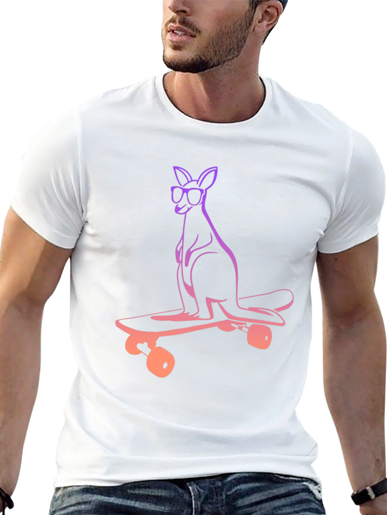 Cool Kangaroo Skateboard Graphic Tee