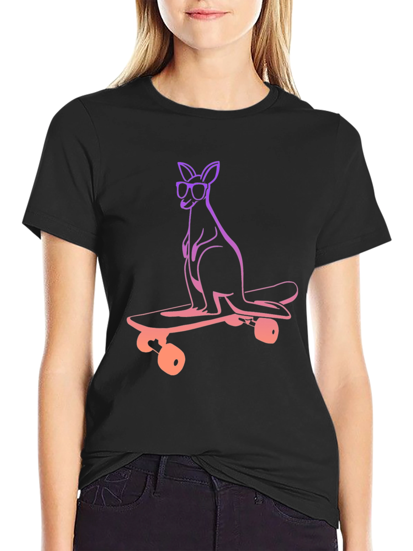 Cool Kangaroo Skateboard Graphic Tee