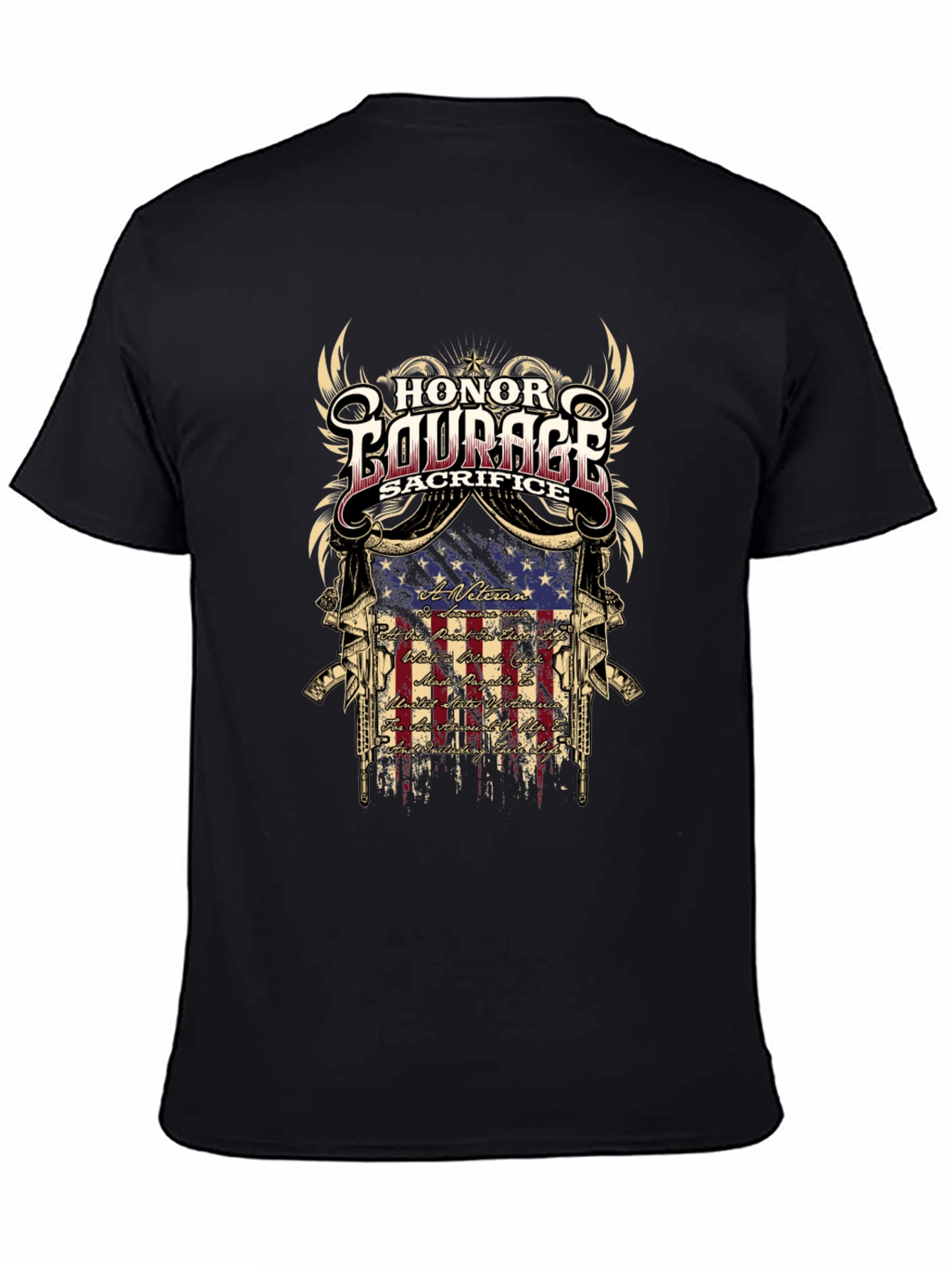 Honor Courage Sacrifice Veteran Graphic T-Shirt