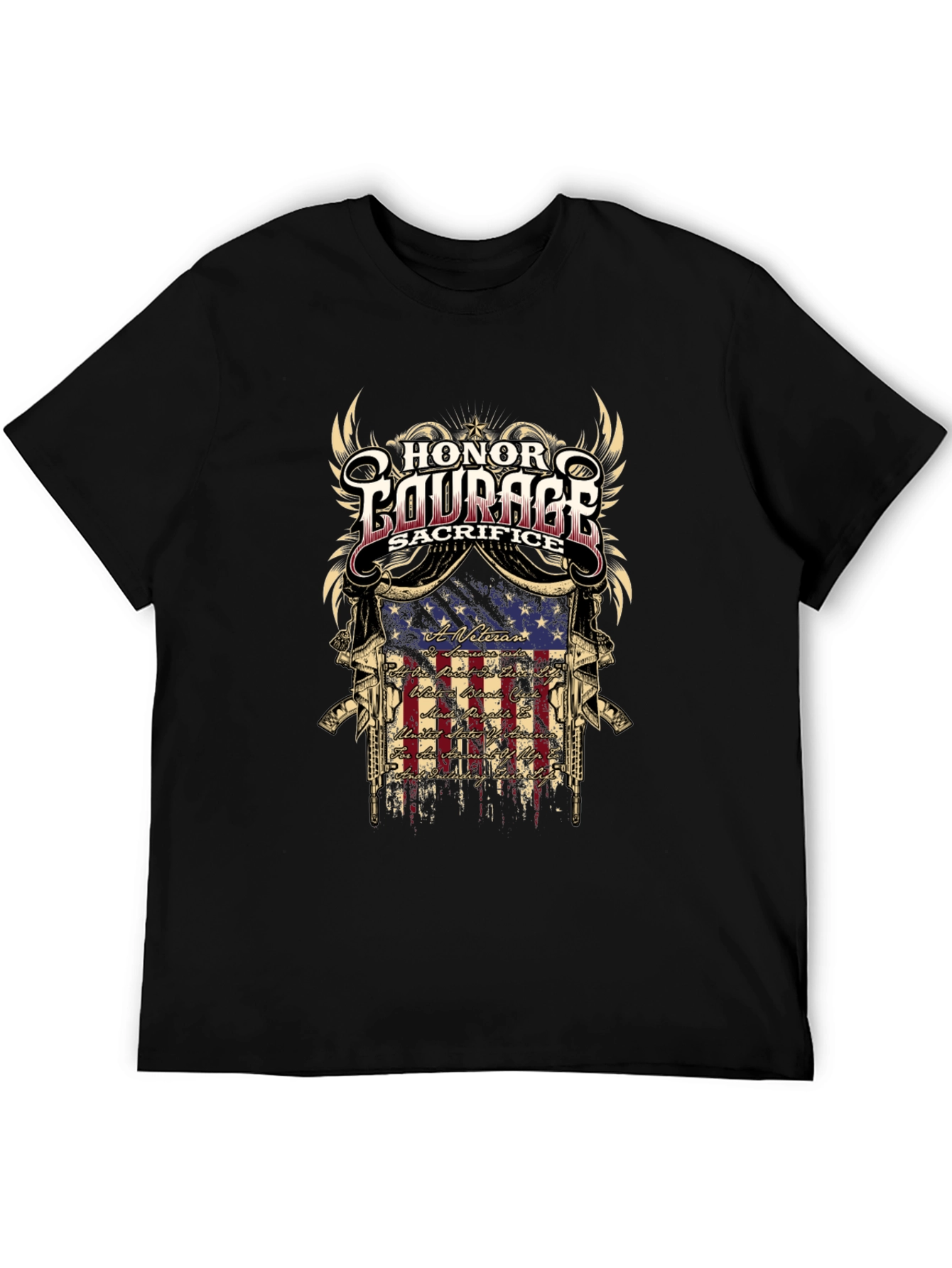 Honor Courage Sacrifice Veteran Graphic T-Shirt