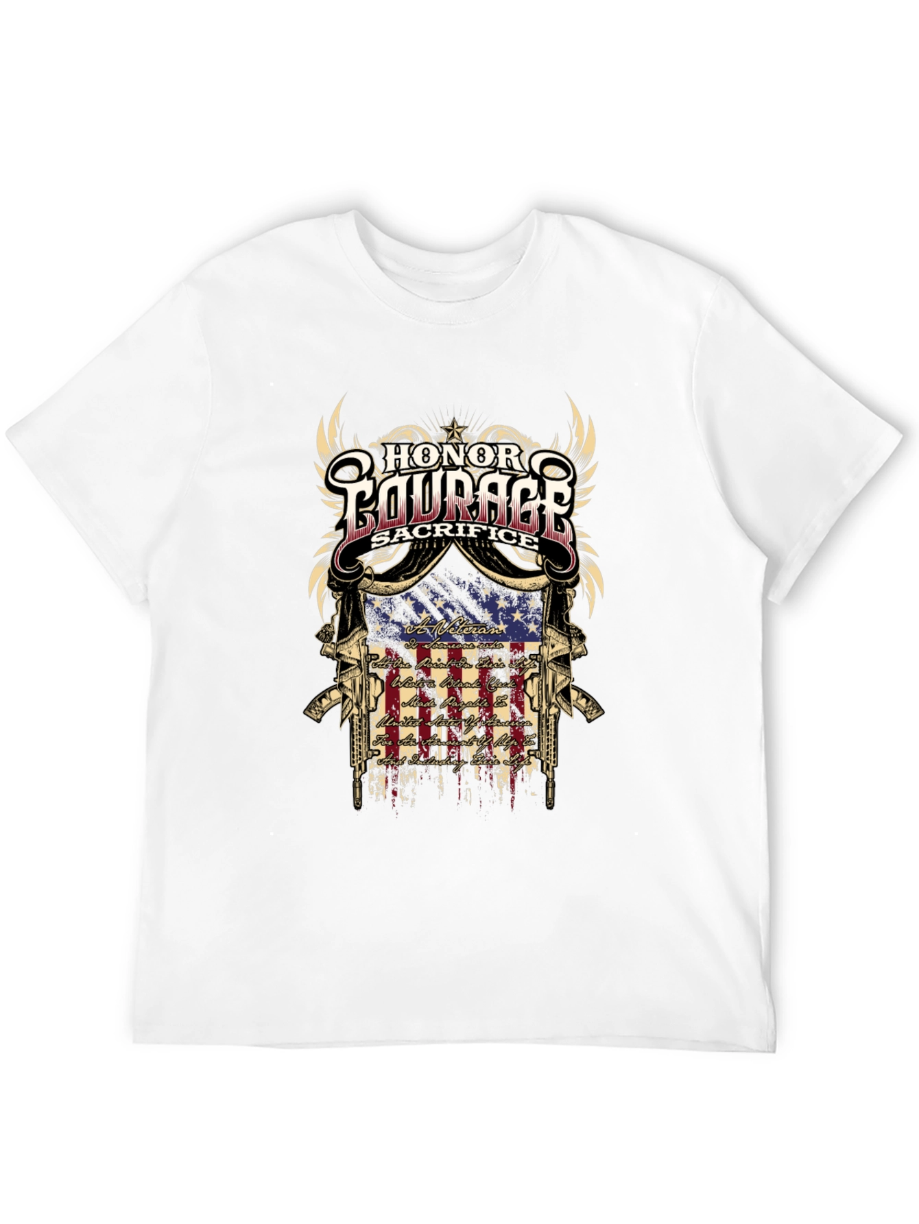 Honor Courage Sacrifice Veteran Graphic T-Shirt