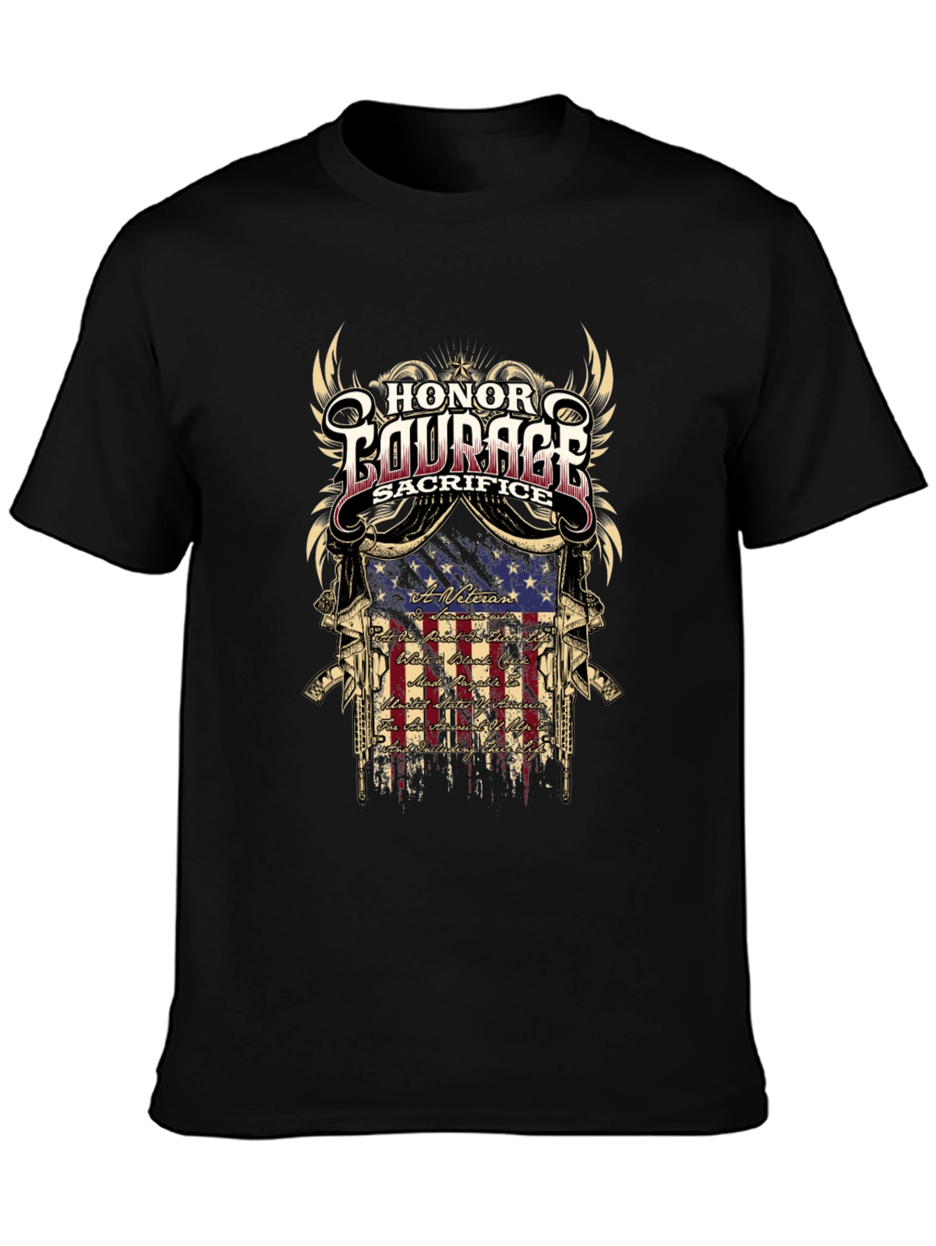 Honor Courage Sacrifice Veteran Graphic T-Shirt