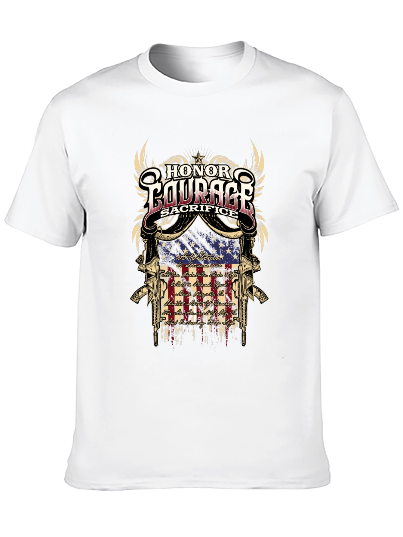 Honor Courage Sacrifice Veteran Graphic T-Shirt
