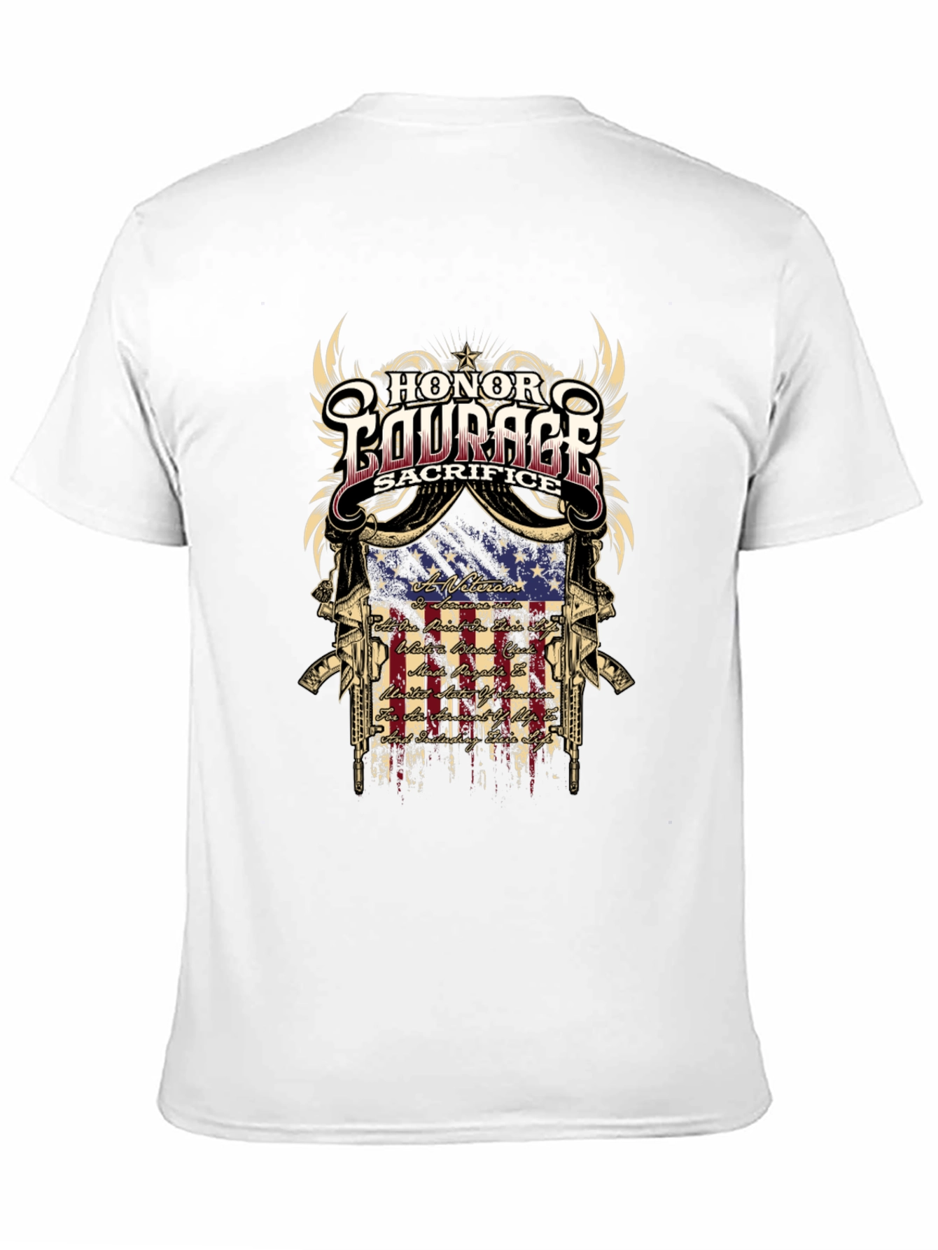 Honor Courage Sacrifice Veteran Graphic T-Shirt