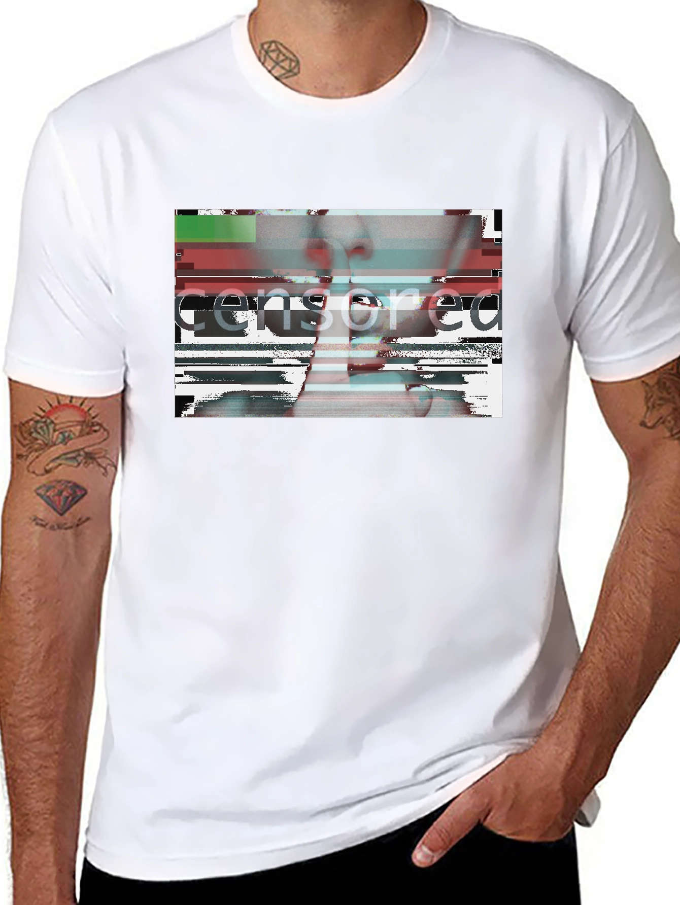 Censored Graphic Tee - Black Crew Neck T-Shirt