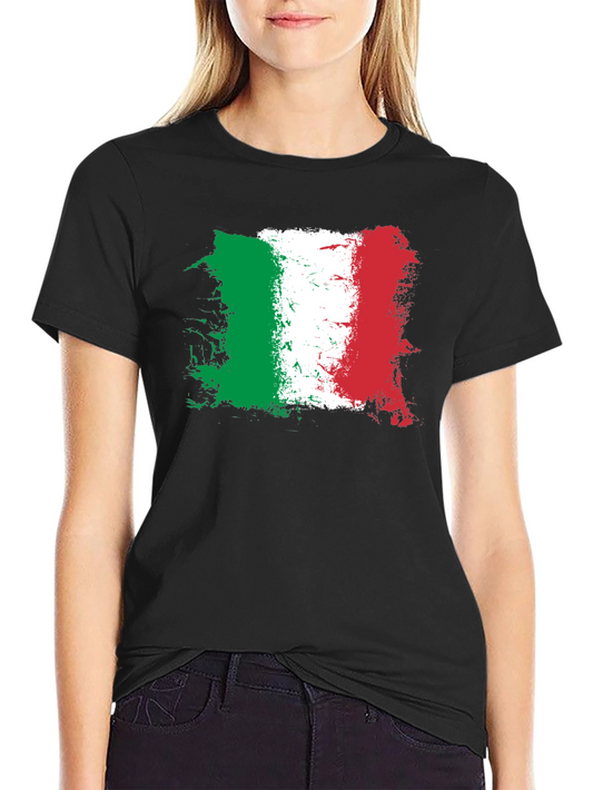 Italian Flag Graphic Tee - Black Cotton Shirt