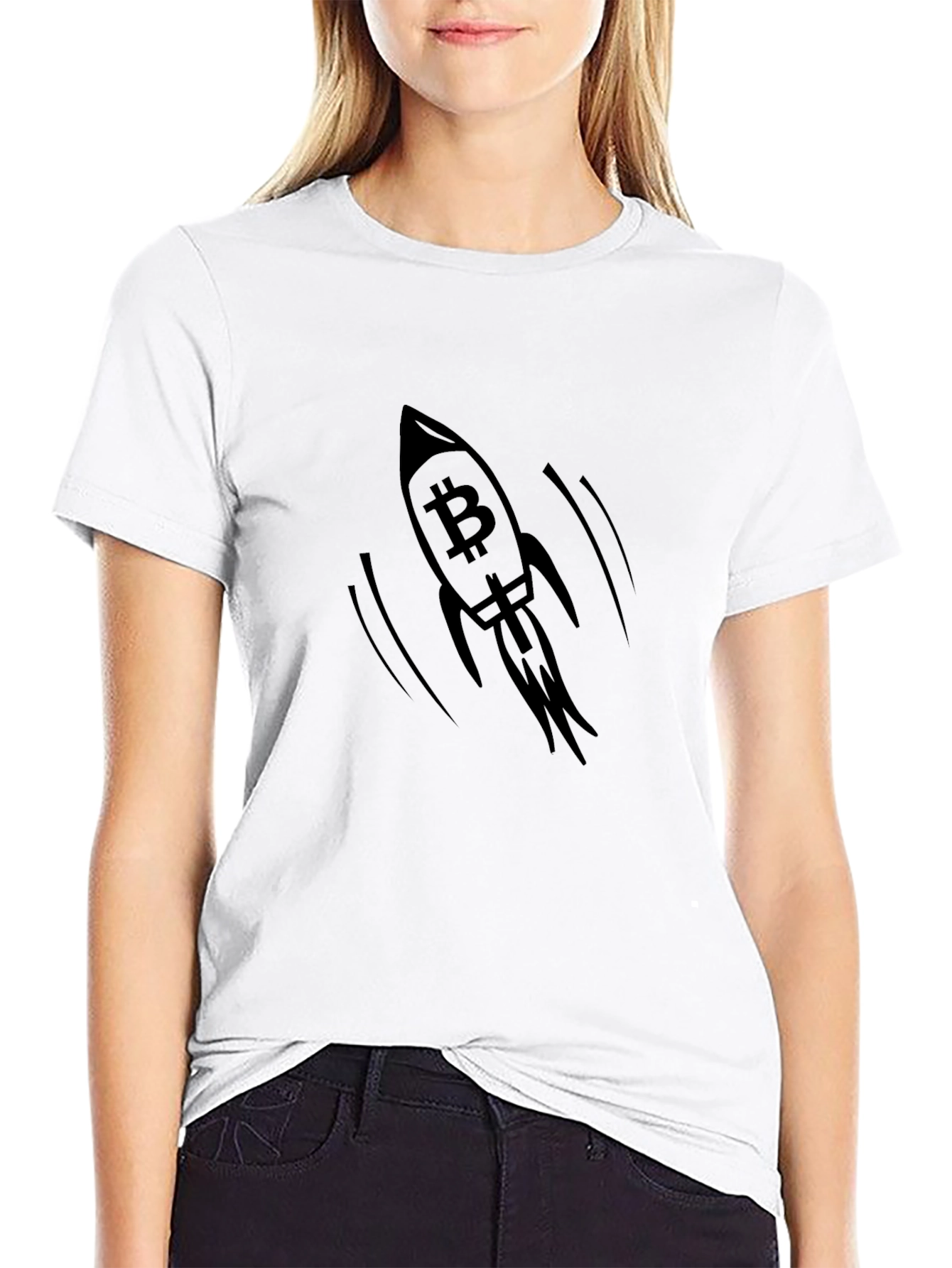 Bitcoin Rocket Graphic Tee - Crypto HODL Fashion