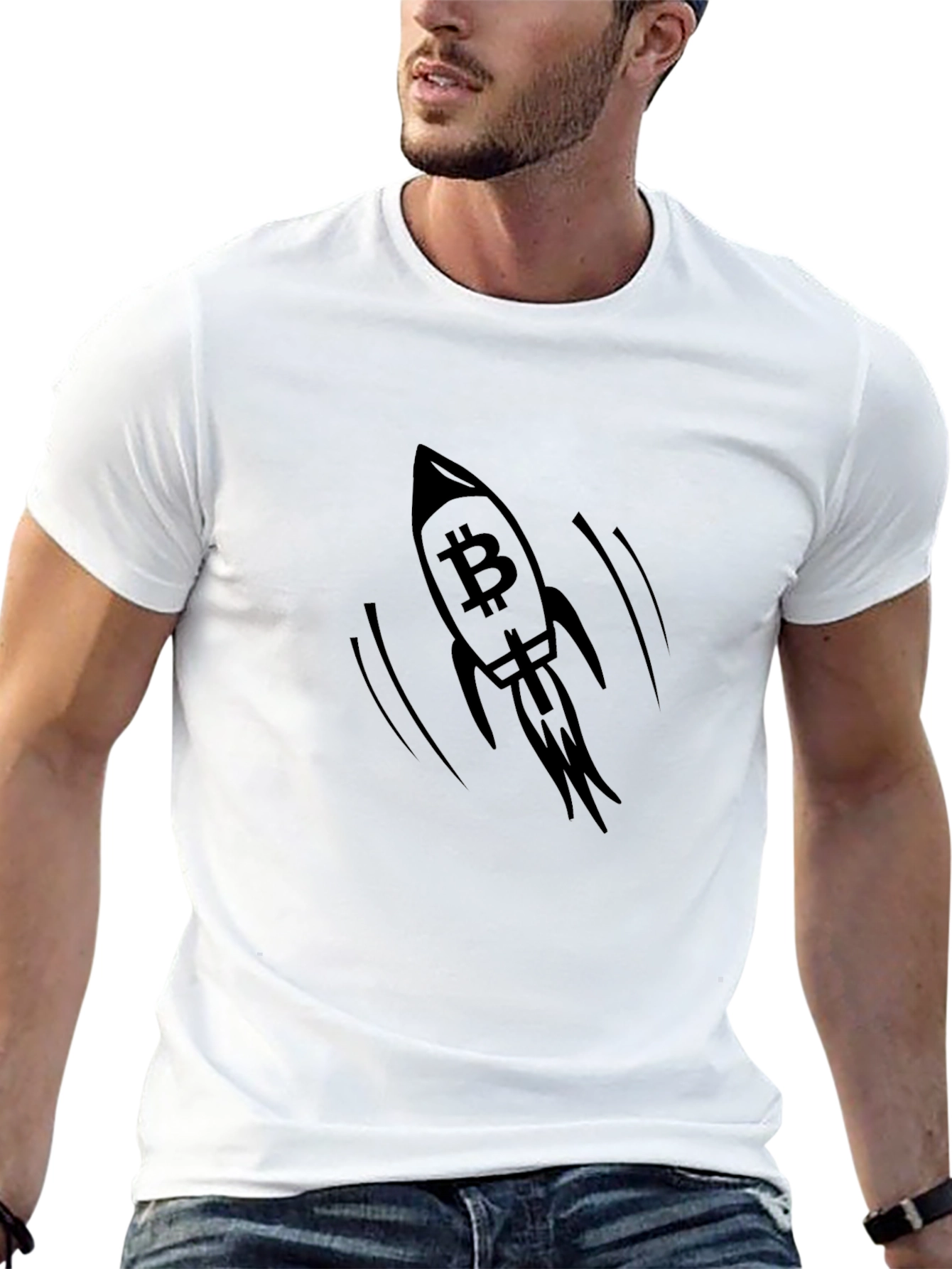 Bitcoin Rocket Graphic Tee - Crypto HODL Fashion