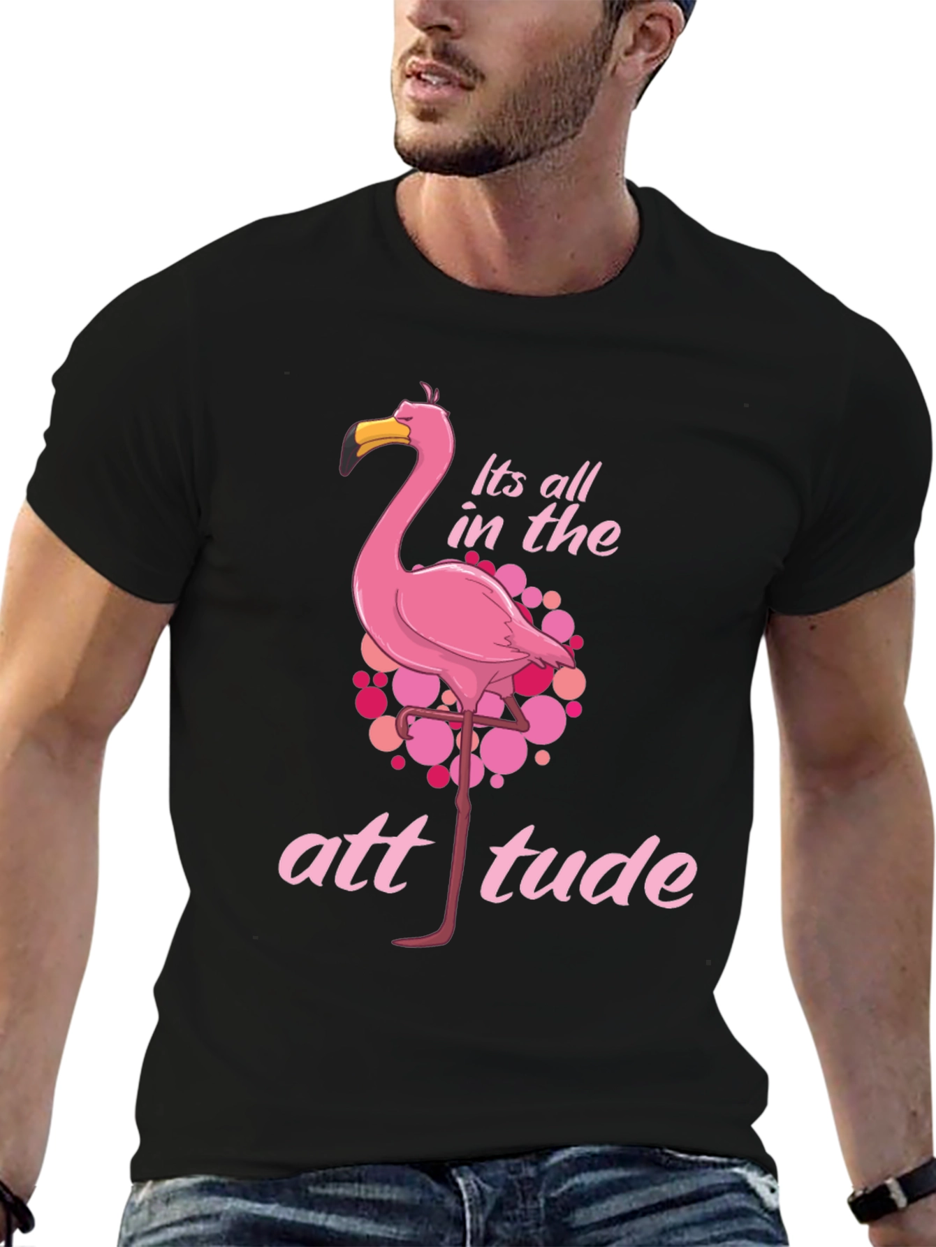 Flamingo Attitude Black T-Shirt