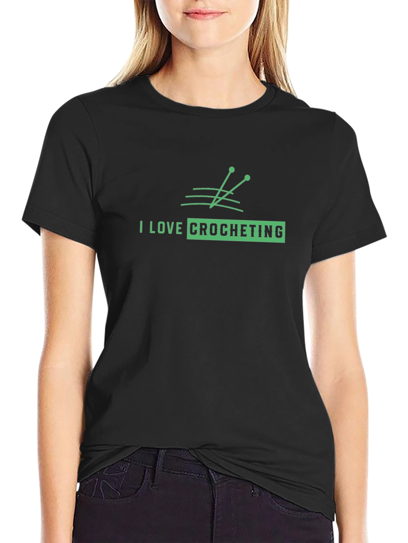 I Love Crocheting Graphic T-Shirt - Black