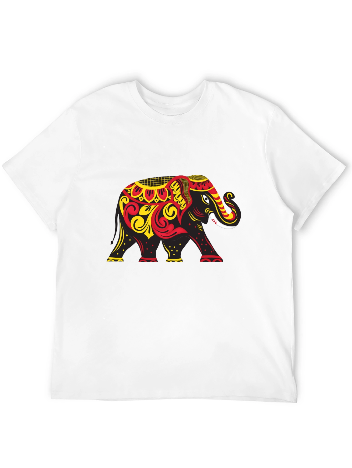 Black T-Shirt with Ornate Elephant Graphic