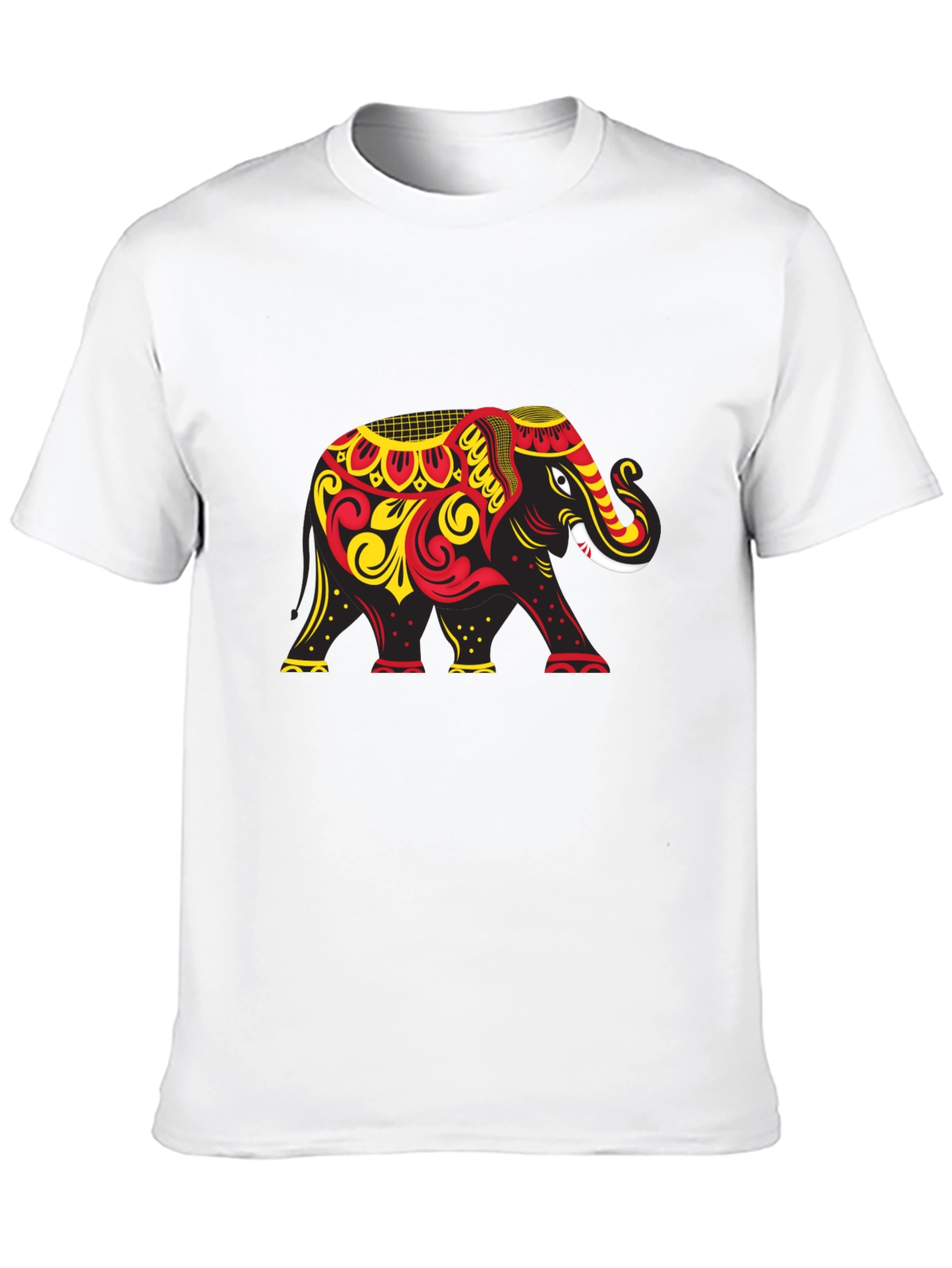 Black T-Shirt with Ornate Elephant Graphic