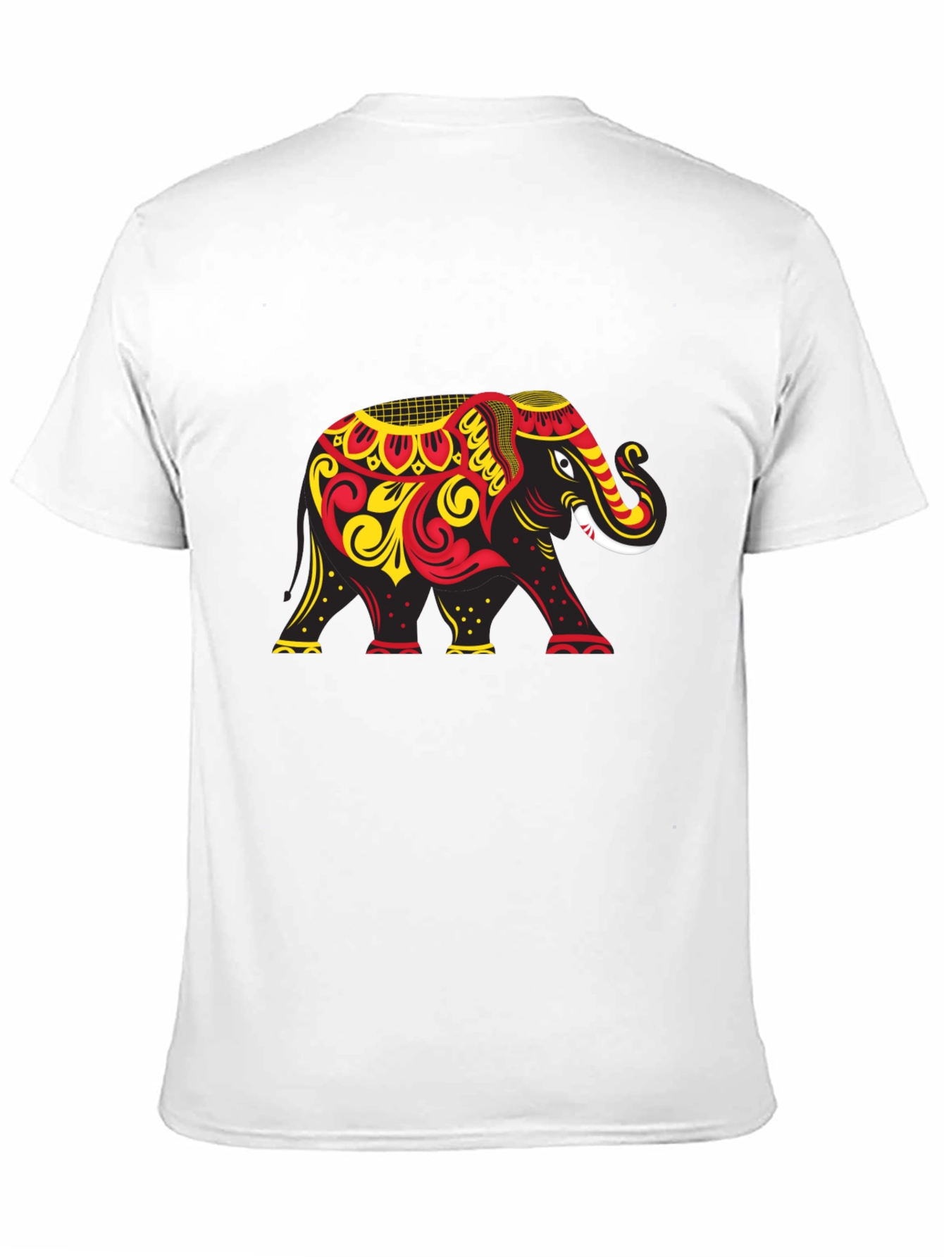 Black T-Shirt with Ornate Elephant Graphic