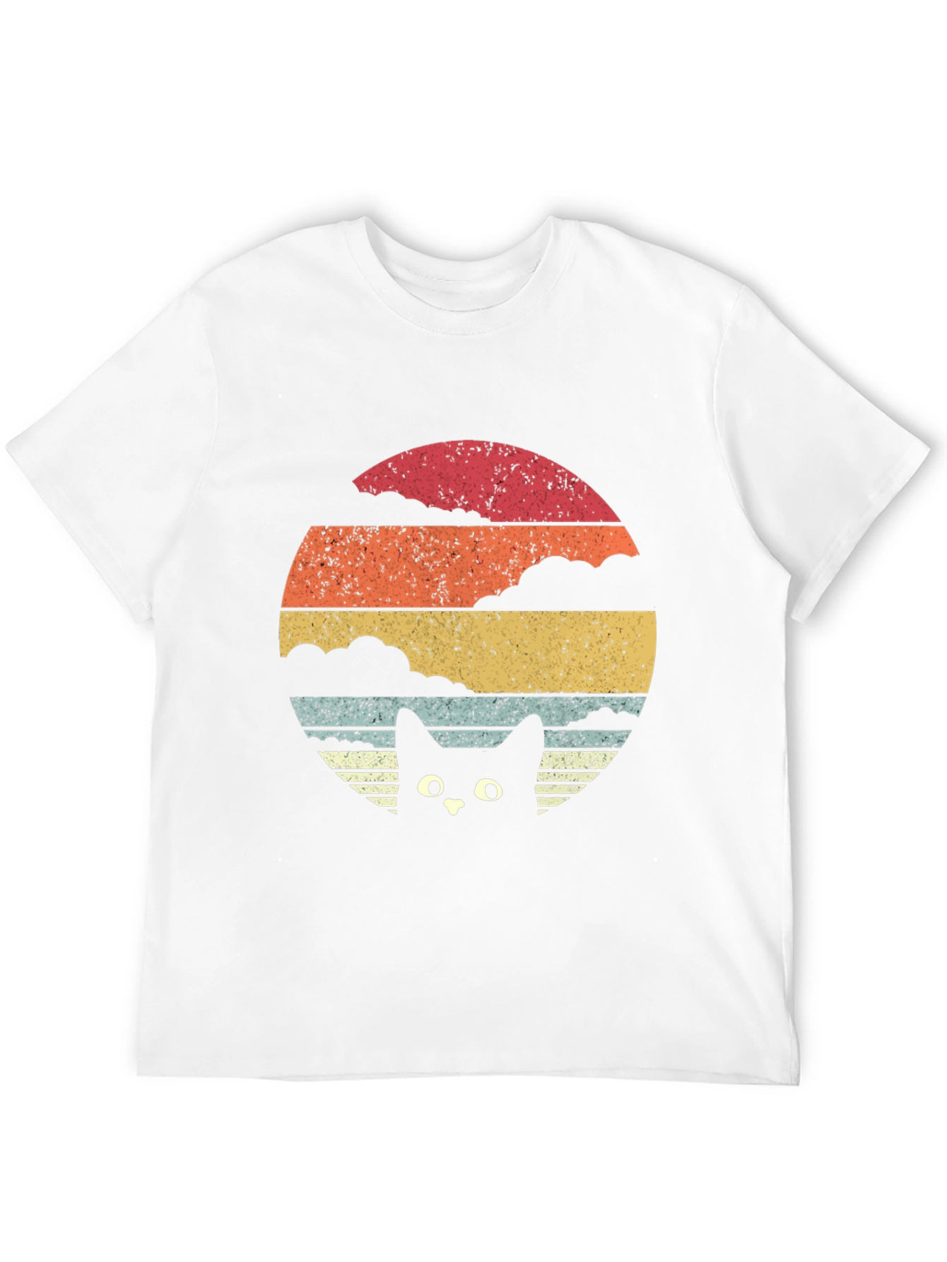 Retro Cat Sunset T-Shirt - Black