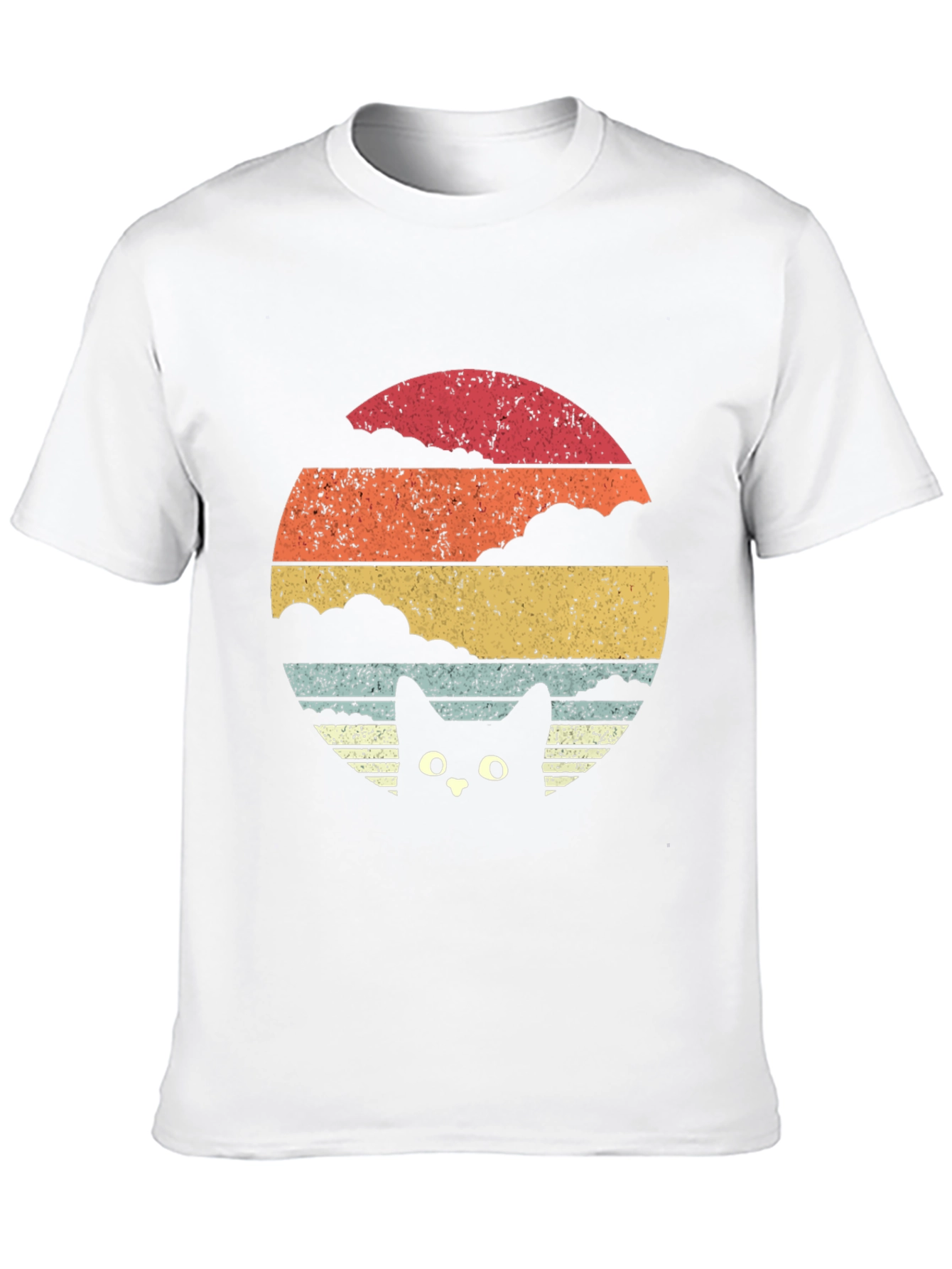 Retro Cat Sunset T-Shirt - Black