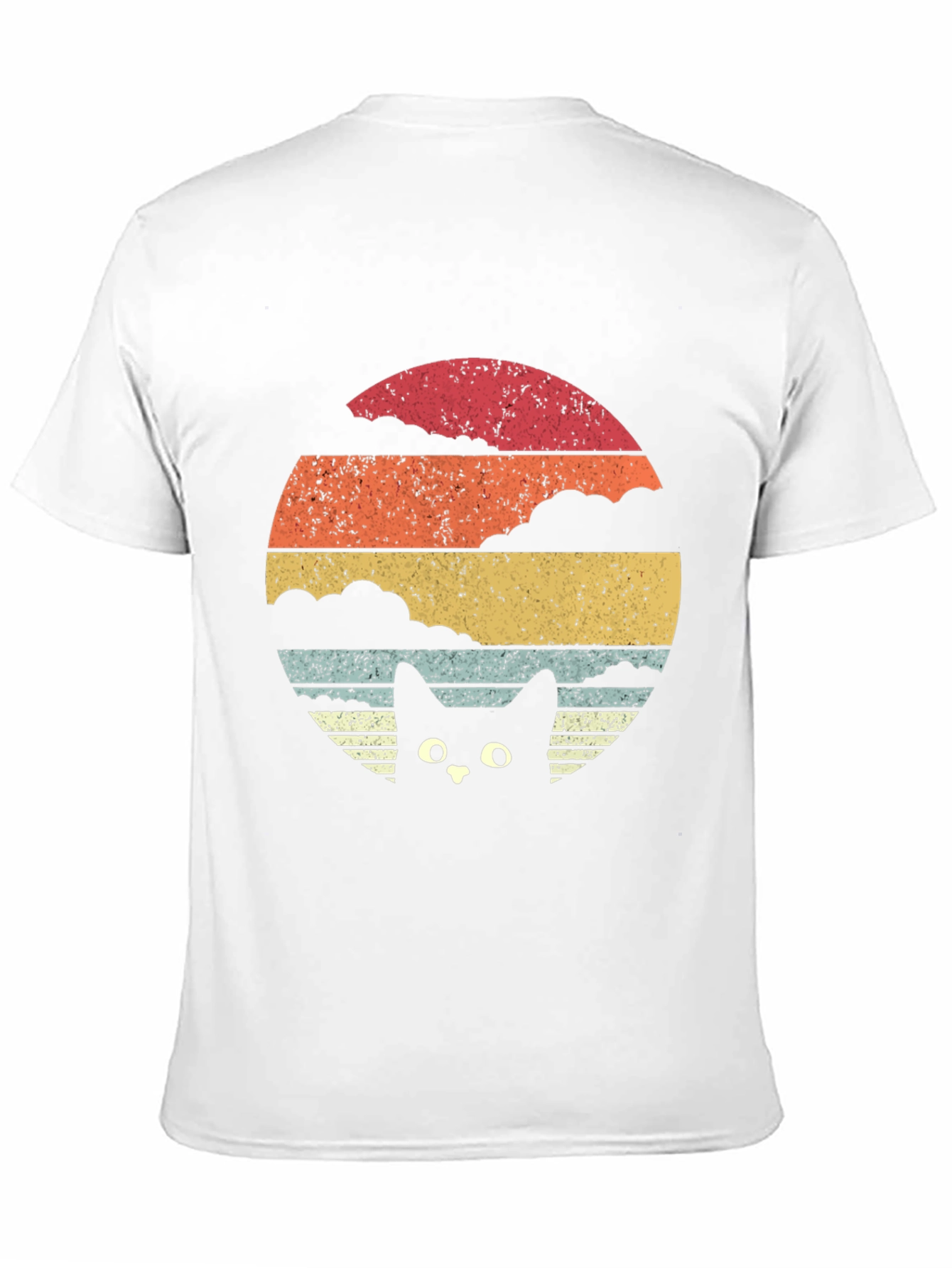 Retro Cat Sunset T-Shirt - Black