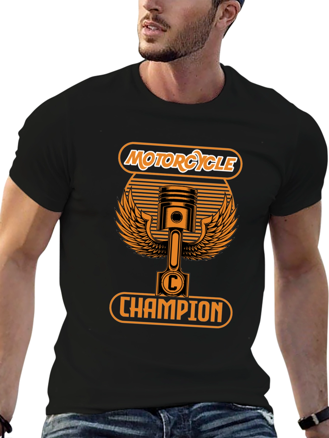Motorcycle Champion Graphic T-Shirt - Black