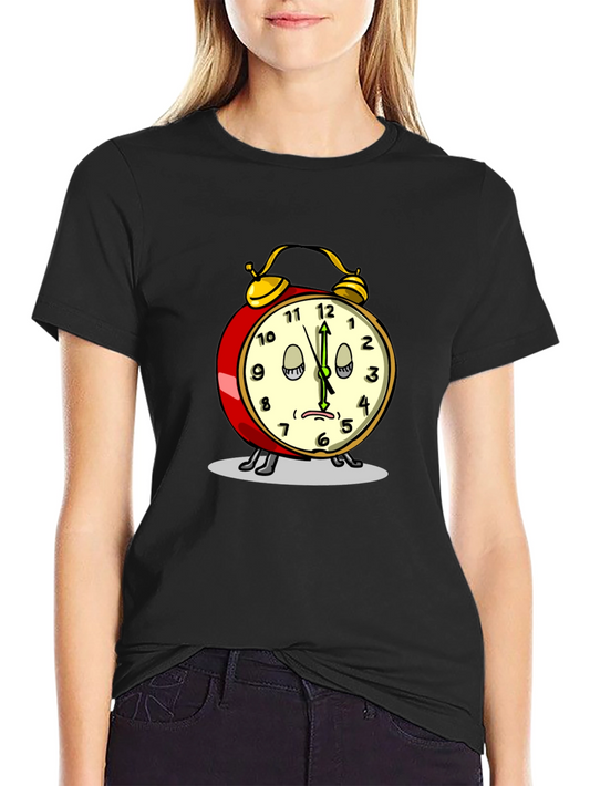 Funny Sleepy Alarm Clock Black T-Shirt