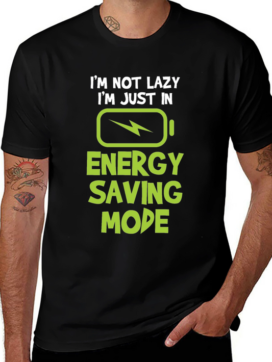 Energy Saving Mode Graphic T-Shirt - Funny Lazy Humor Tee